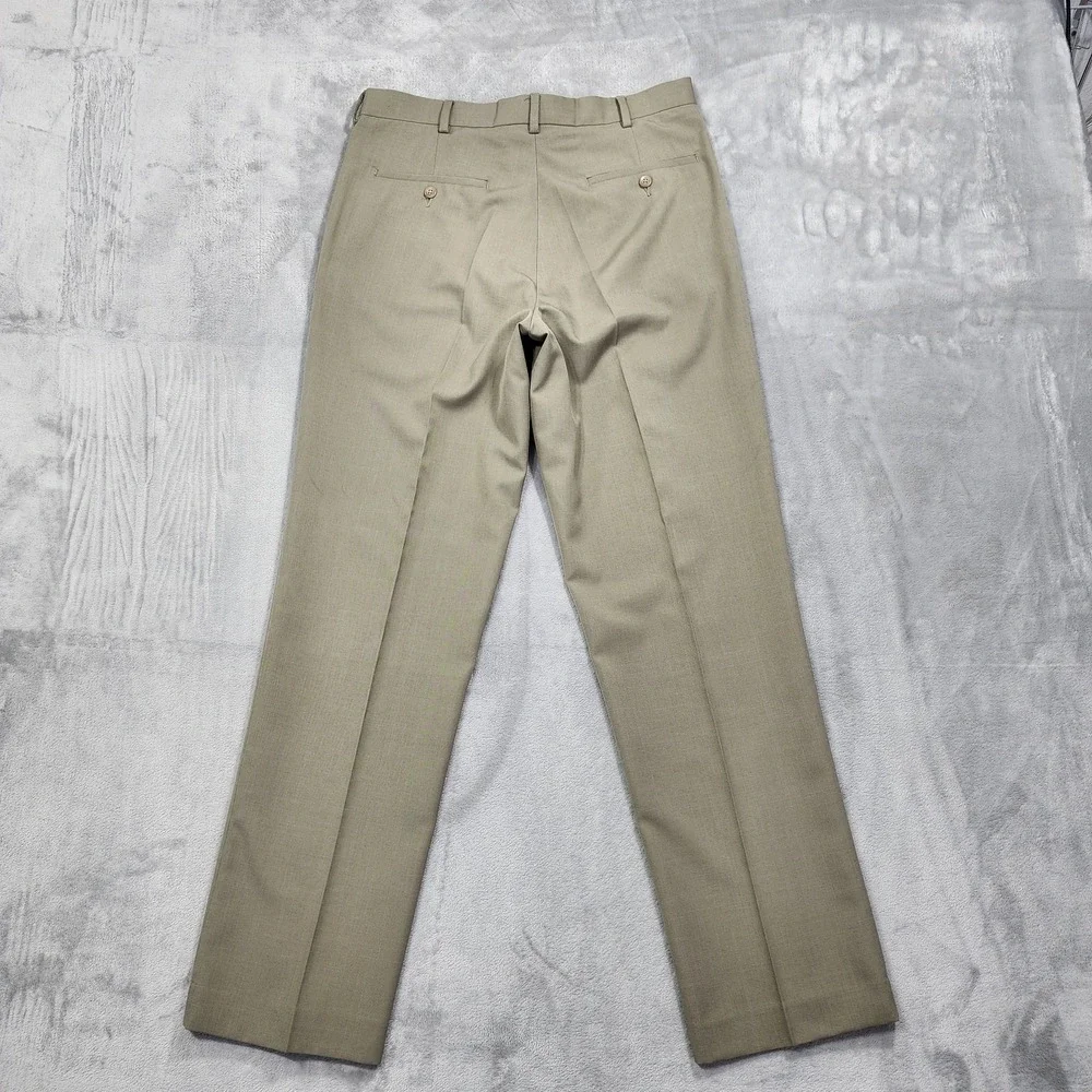 Perry Ellis Portfolio Pants Mens 32x32‎ Beige Dress Flat Front Straight Office